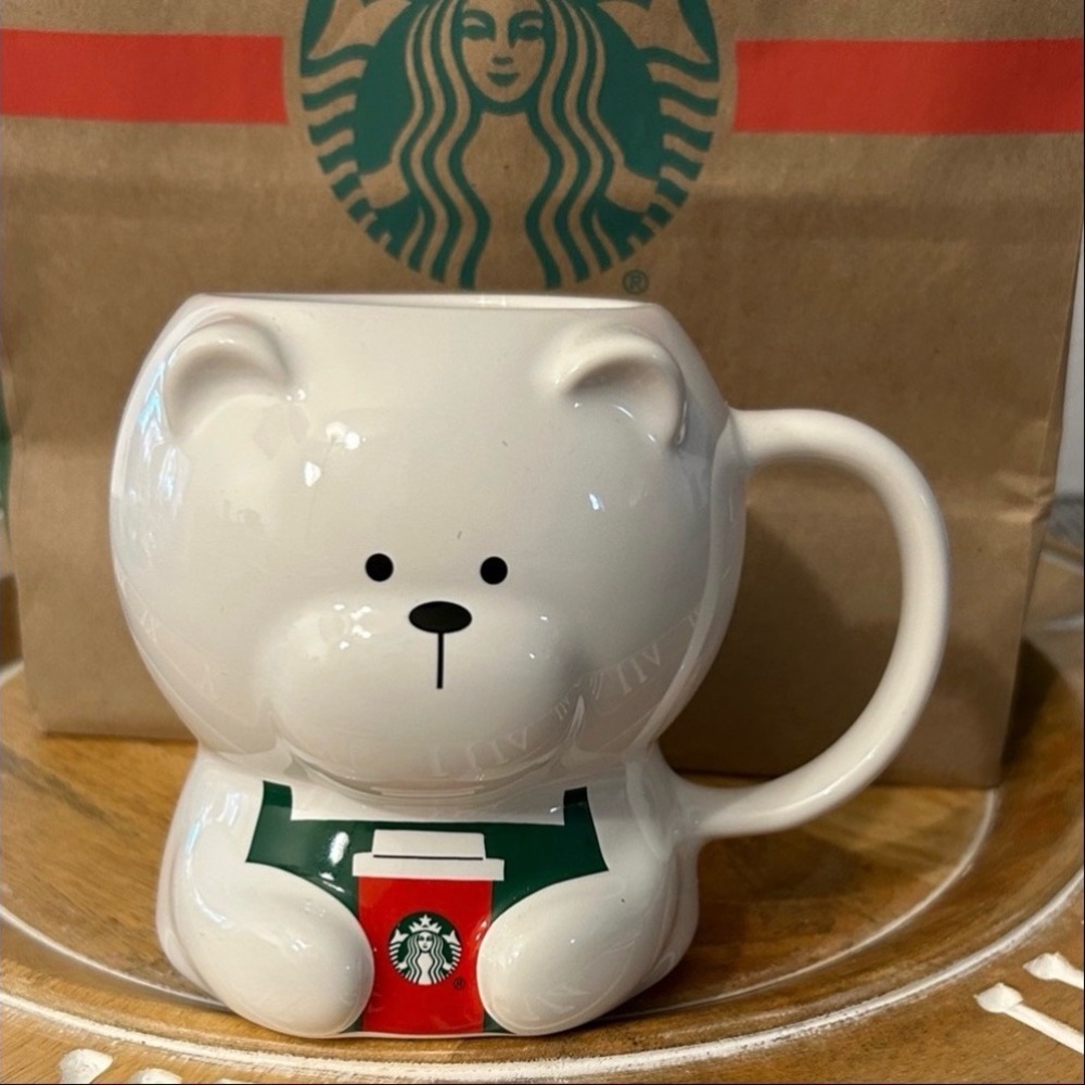 Starbucks Barista Bear Mug Christmas 2025 NEW with green apron